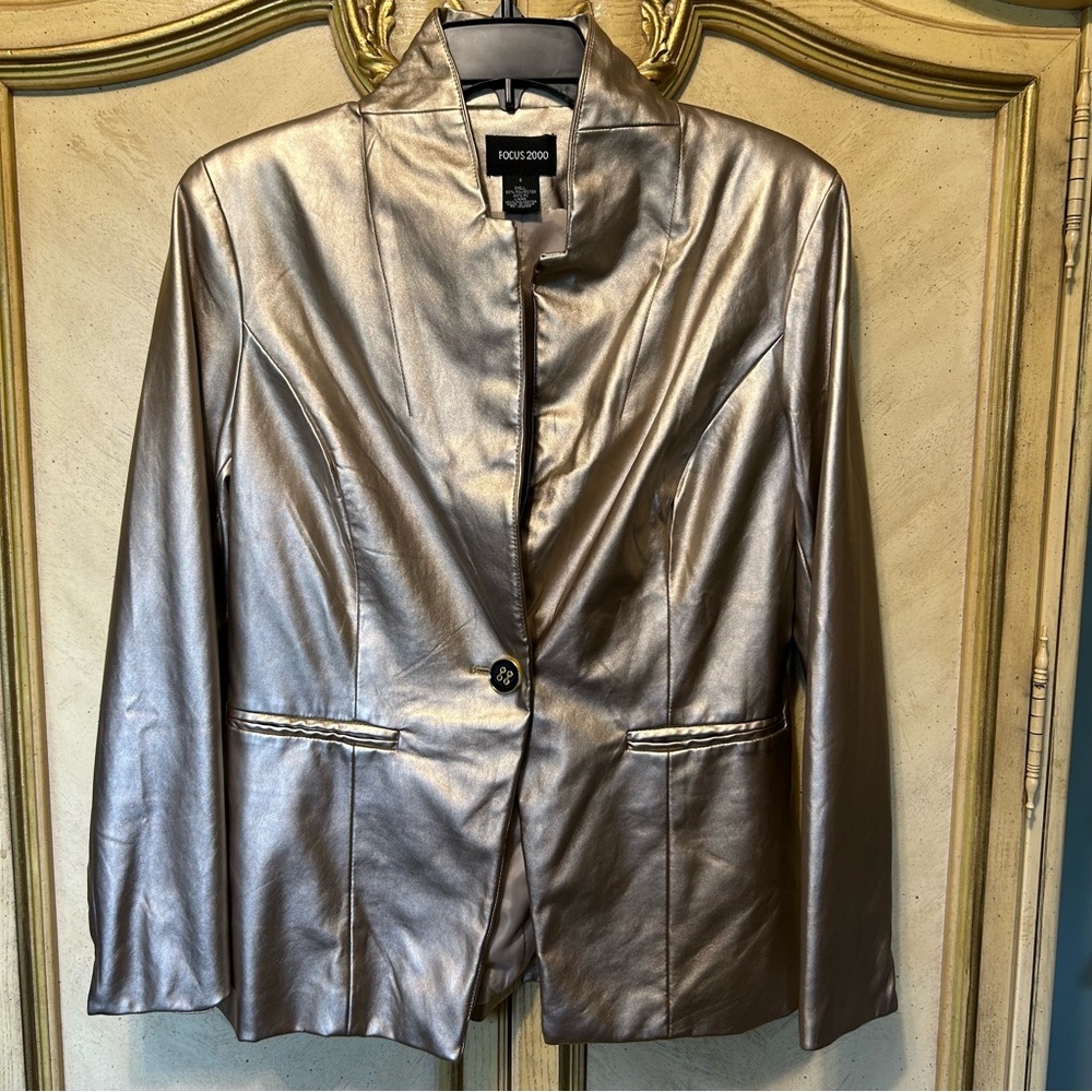 Focus 2000 Gold Vegan Faux Leather Jacket